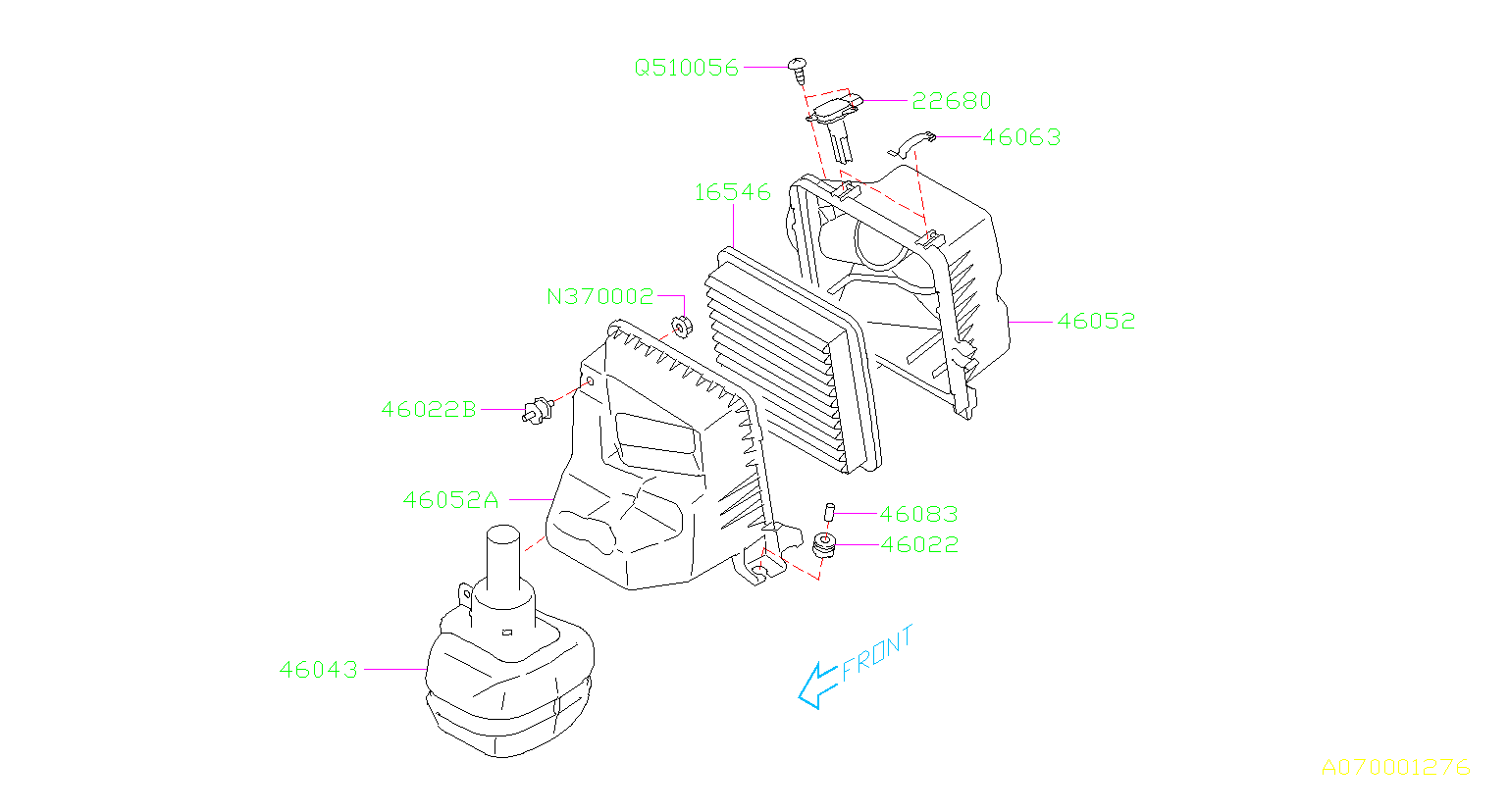 2016 Subaru Crosstrek Air Filter Housing Lower 46052AJ02A Genuine