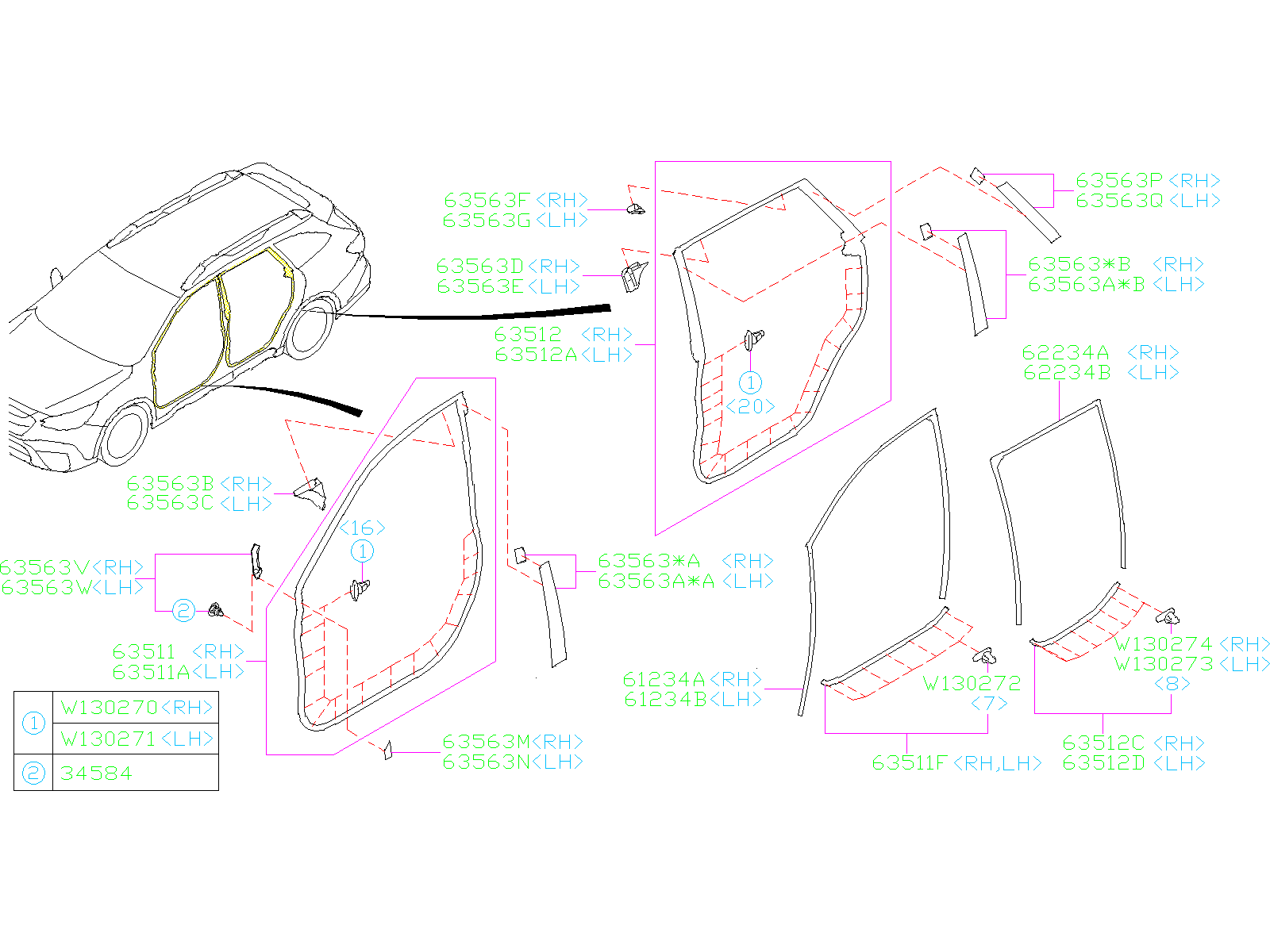 Subaru Outback Door Reveal Molding Right An A Genuine