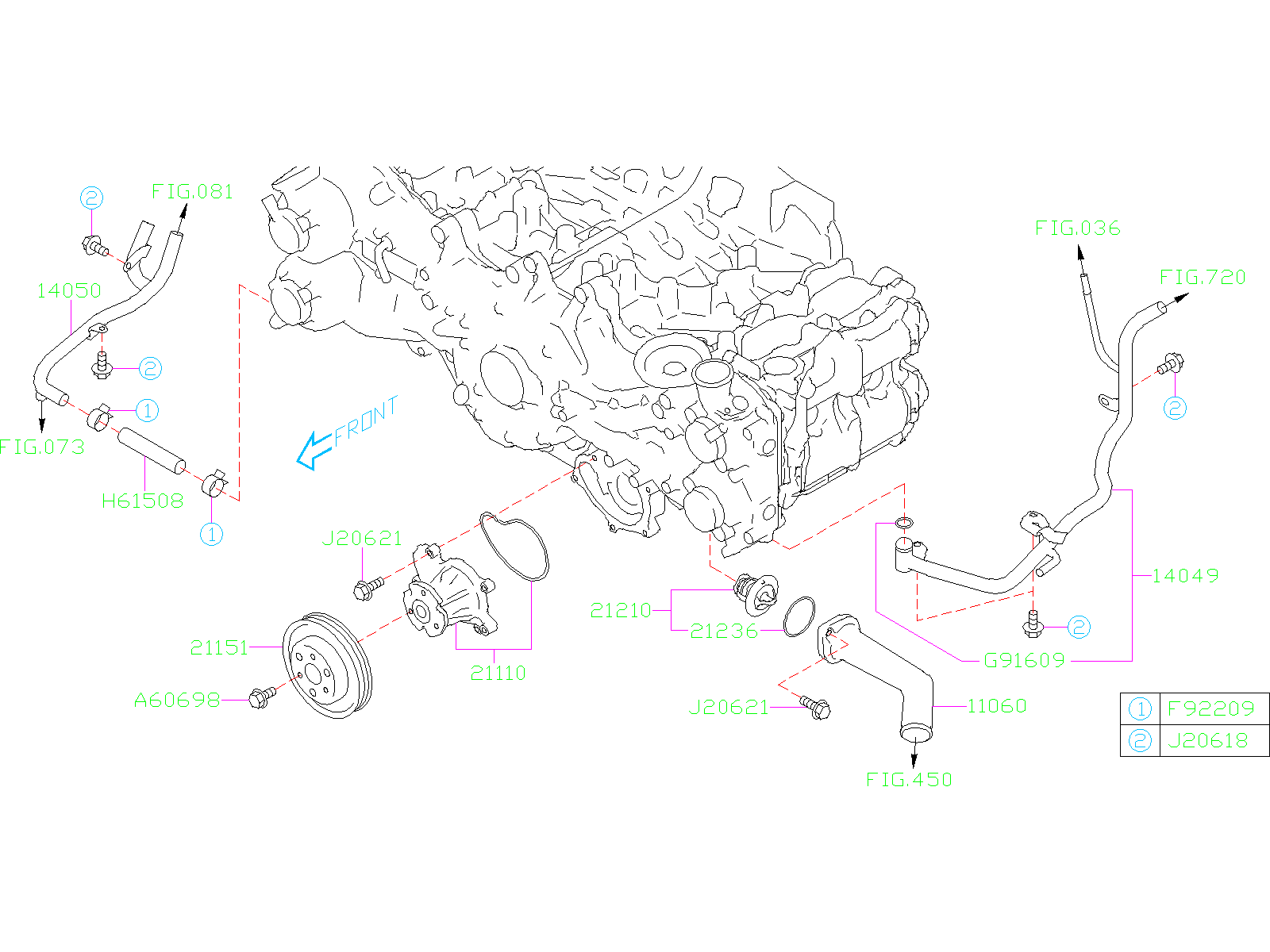 Subaru Forester Pipe Complete Water Cooling Coolant Bypass