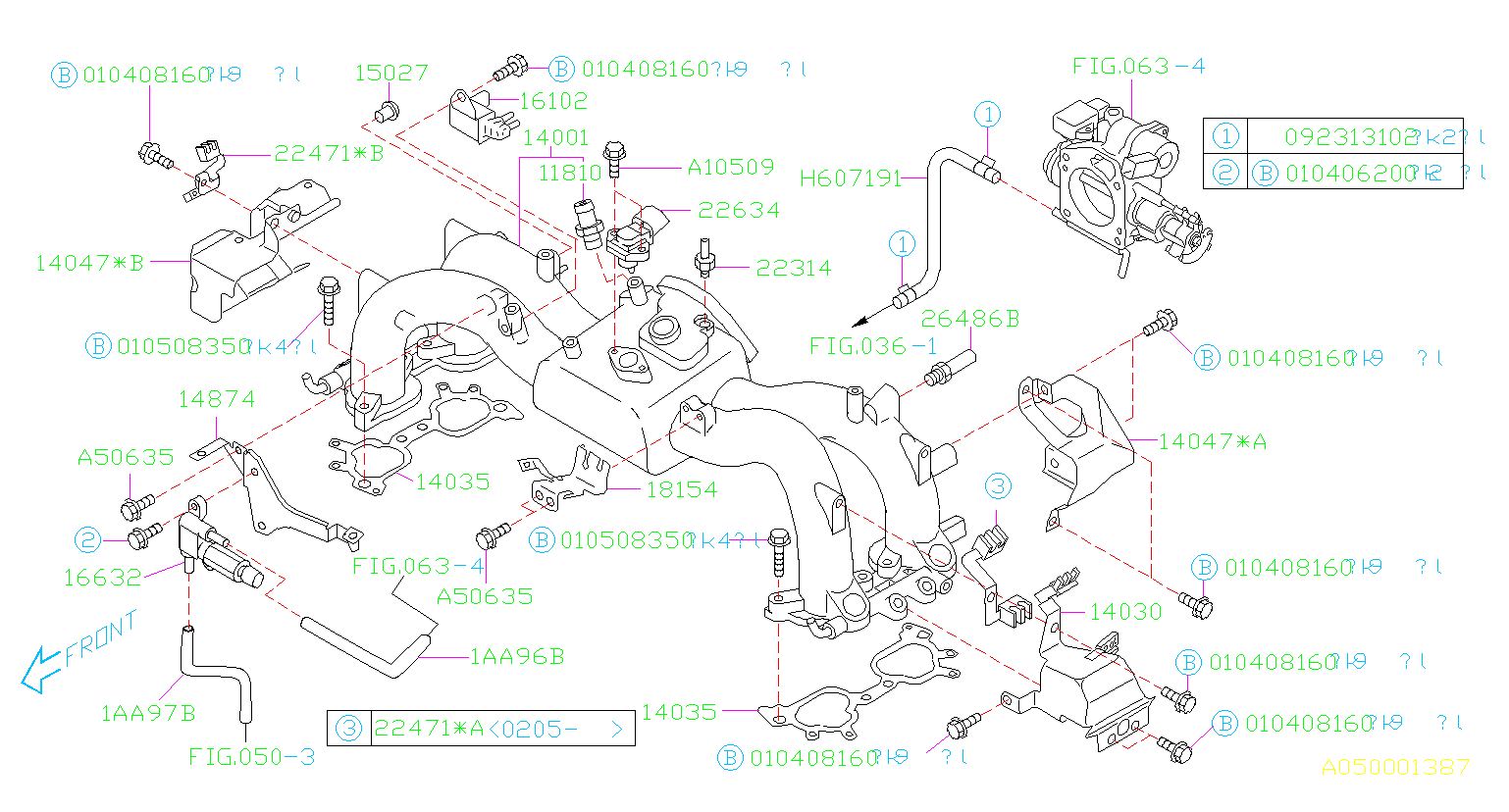 16632AA001 - Valve Air Assist Injector. MANIFOLD, INTAKE, Engine