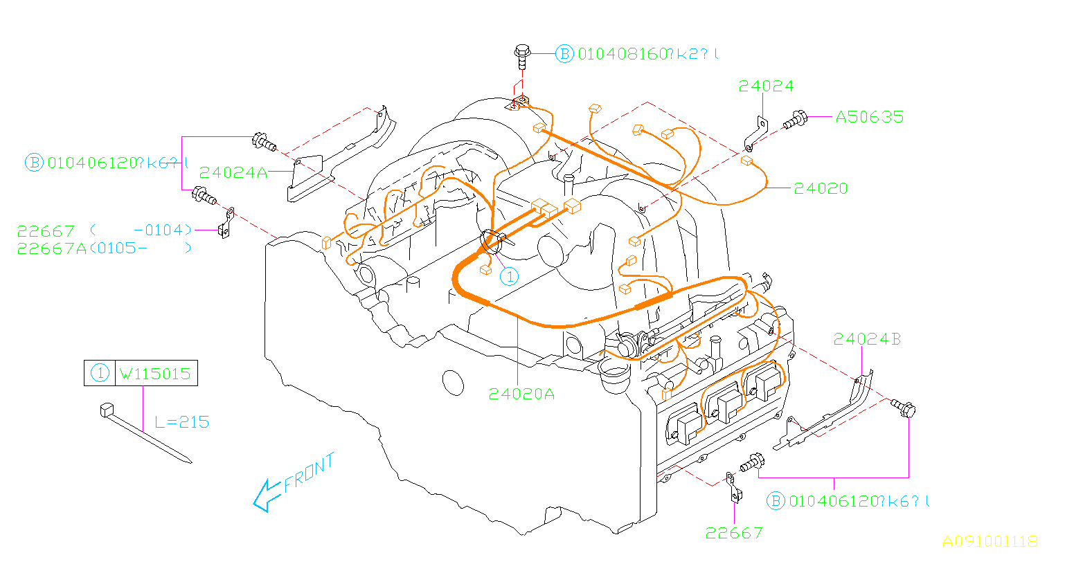 24020AC12A - Engine Wiring Harness. Wiring harness used for the engine