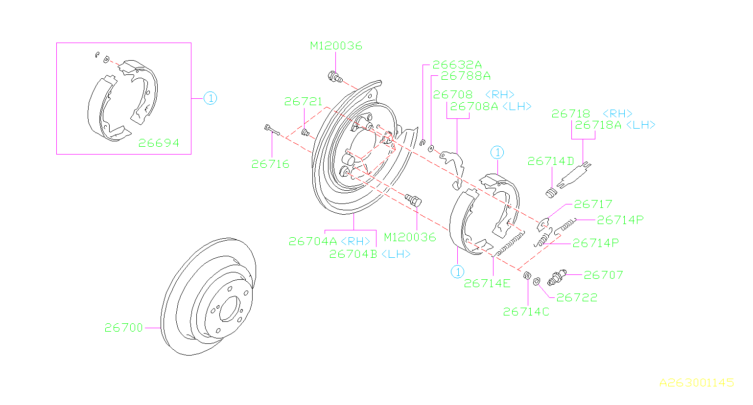 2021 Subaru Forester Parking Brake Shoe (Rear) - 26694AG000 - Genuine ...