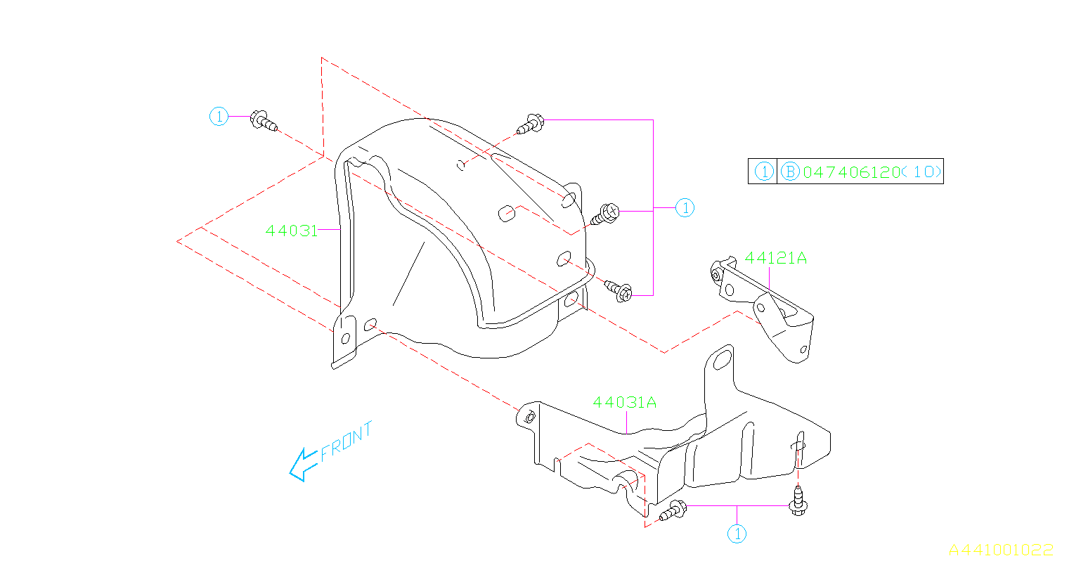 44021AA014 - Turbocharger Mount Heat Shield Bracket - Genuine Subaru Part