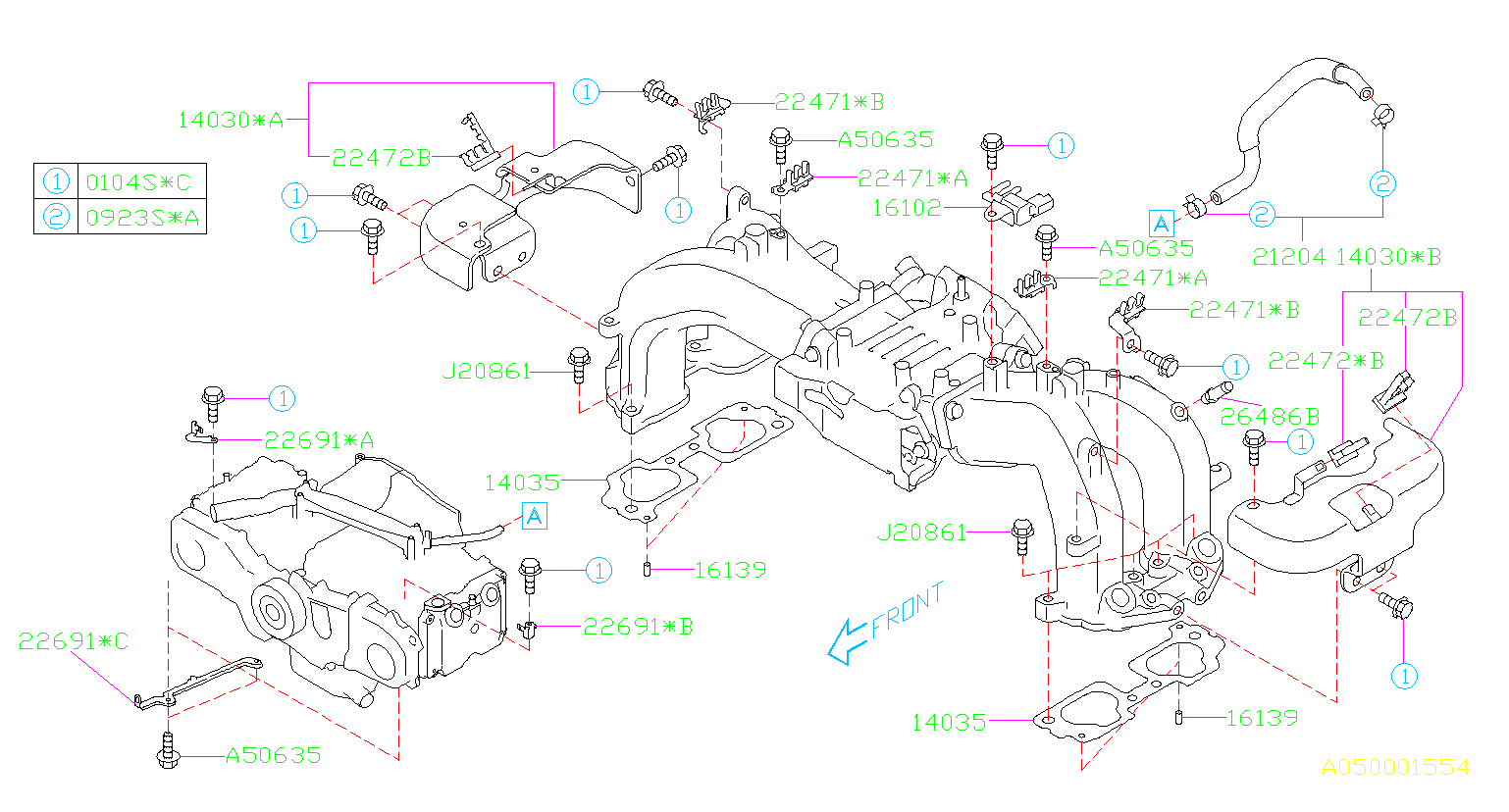 2006 Subaru Outback Engine Intake Manifold Gasket - 14035AA383