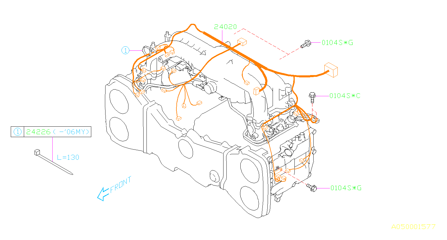 Subaru Outback Engine Wiring Harness. Wiring harness used