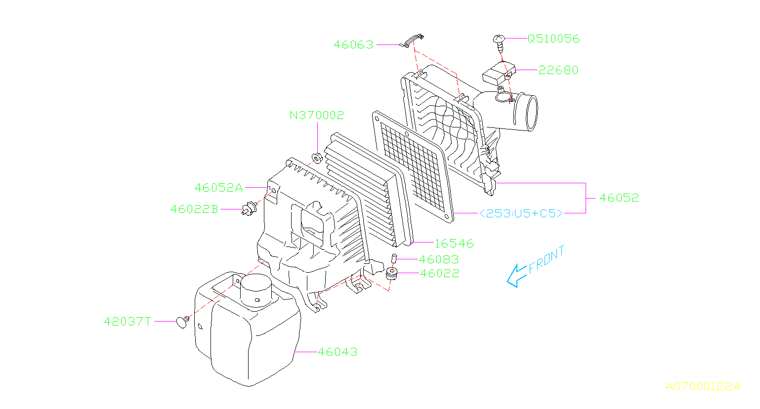 46052AG05B - Air Filter Housing (Lower) - Genuine Subaru Part