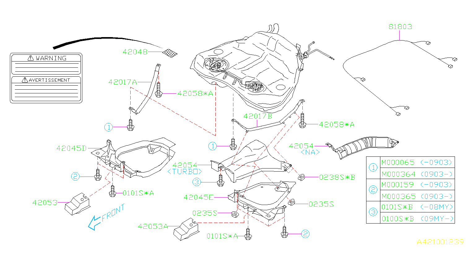 2016 Subaru Forester Fuel Pump Wiring Harness - 81803AG03A - Genuine