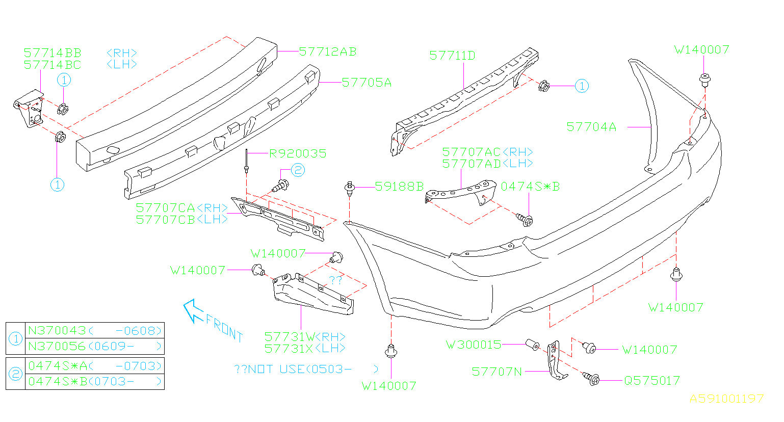 2022 subaru WRX Bumper Cover (Rear) - 57704AG09A - Genuine subaru Part