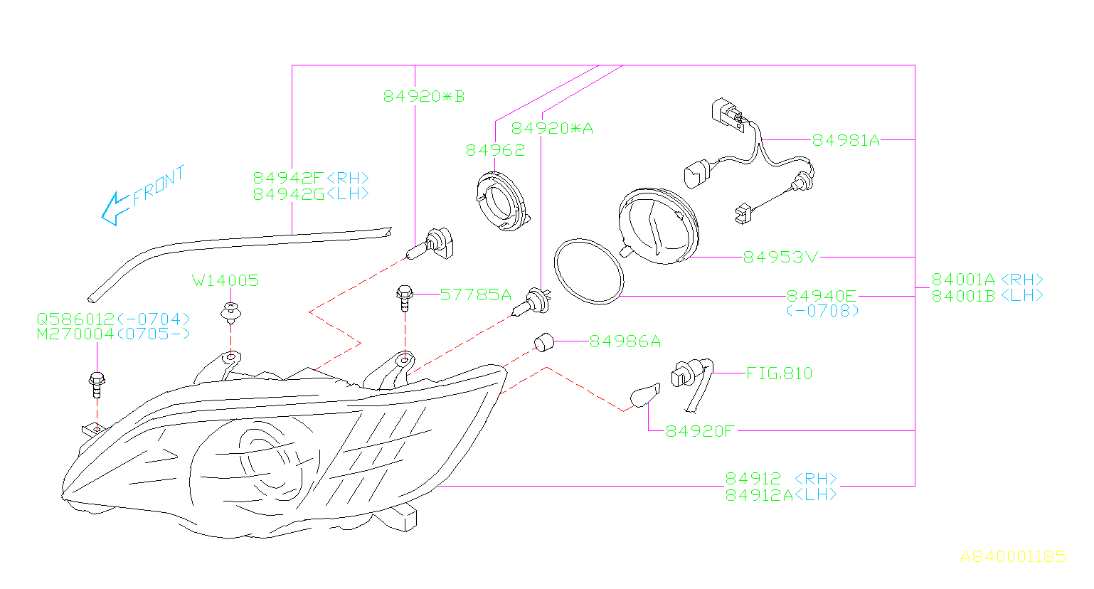 Subaru Outback Headlight Wiring Harness 84981AG070 Genuine Subaru Part