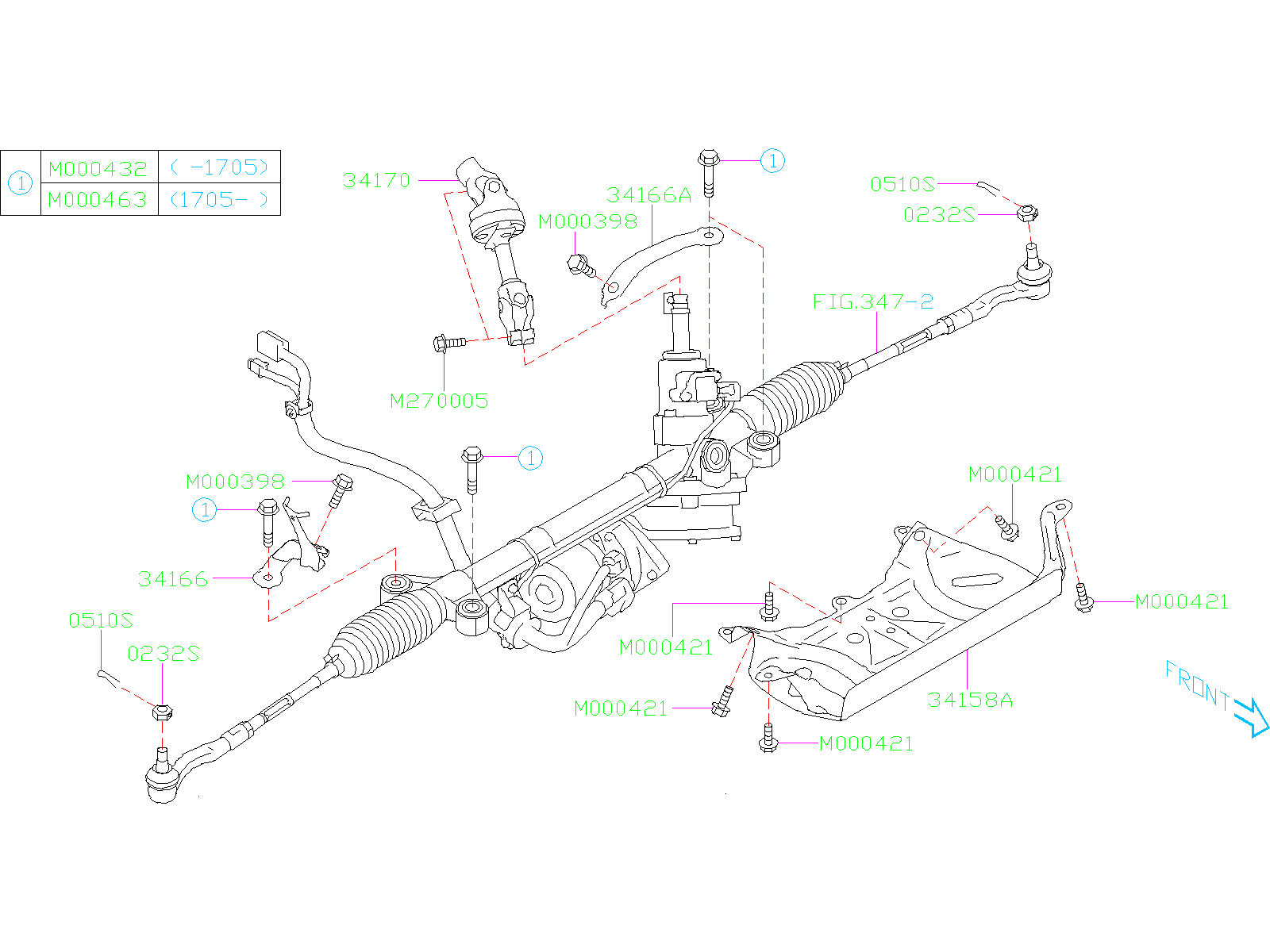 2022 Subaru Ascent Bolt Flange M10X52. STEERING, POWER, GEAR, FITTING