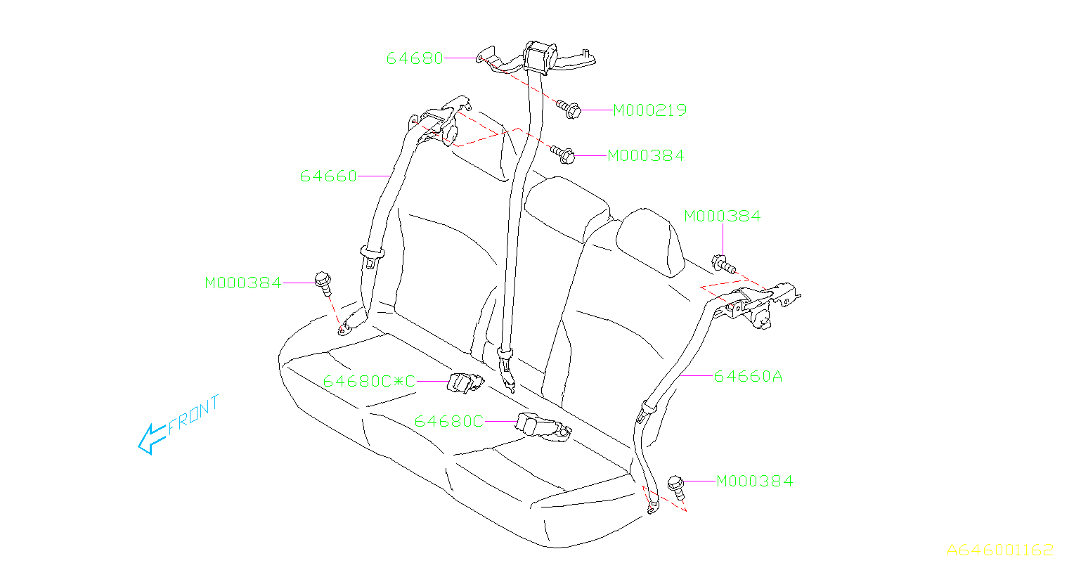 2017 Subaru Outback Seat Belt Lap and Shoulder Belt (Rear ...