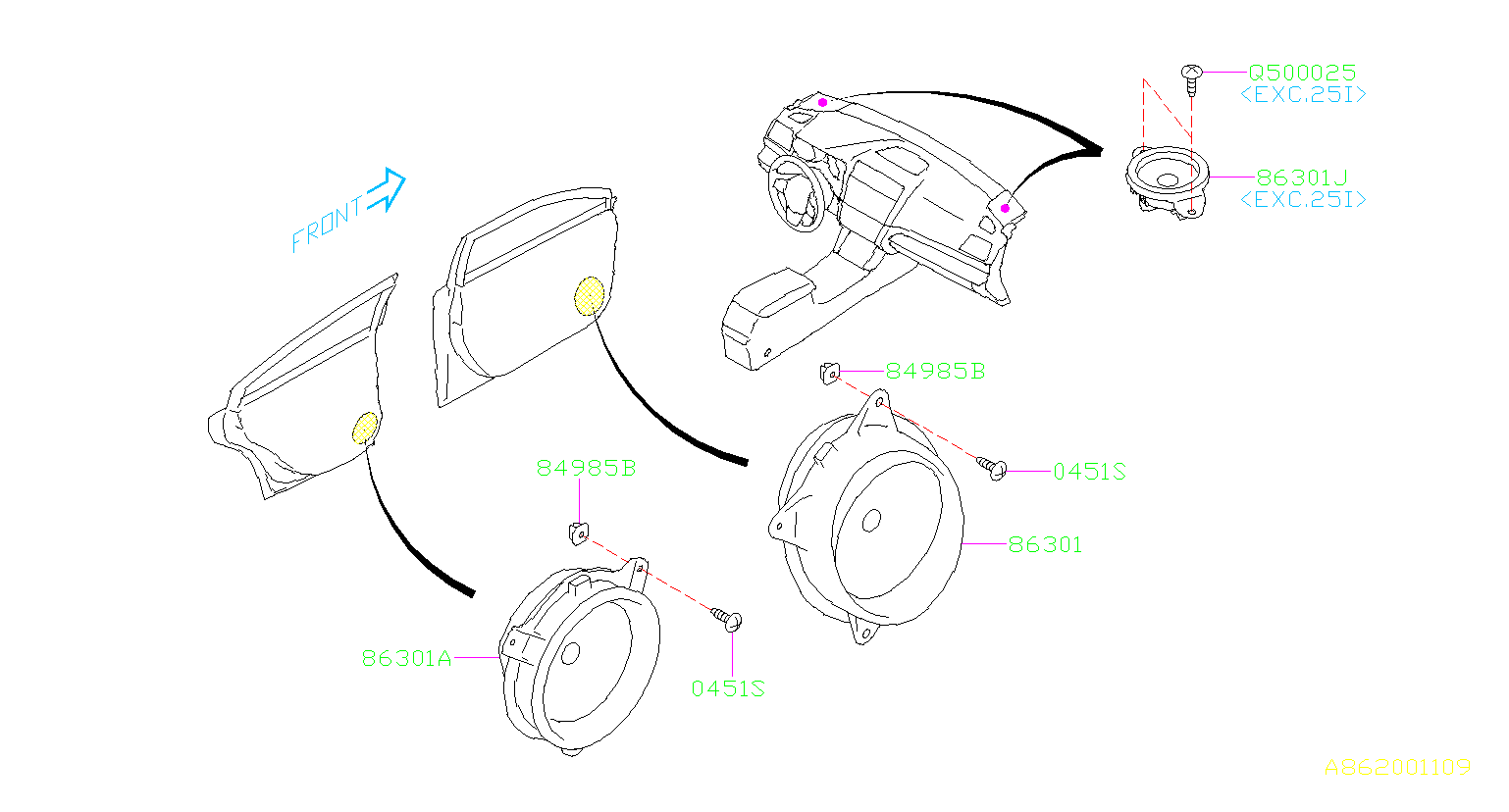 86301AL61A - Speaker (Rear). AUDIO - Genuine Subaru Part