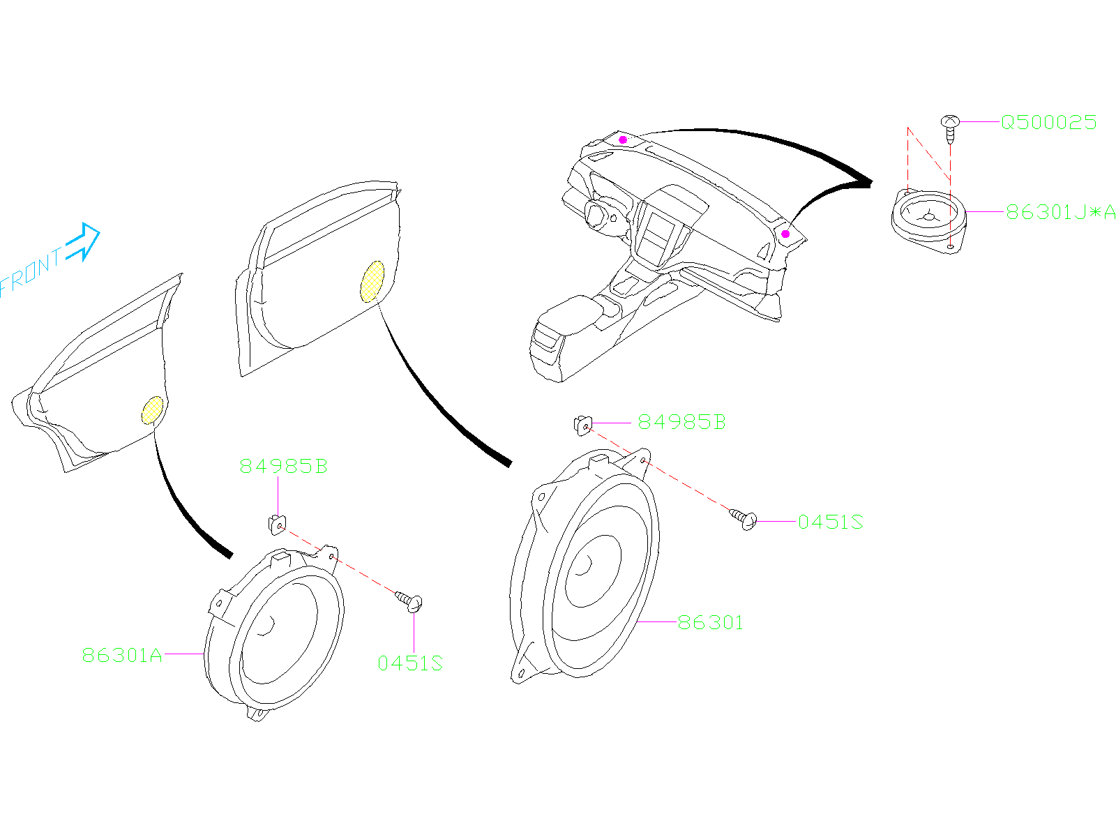 2022 Subaru Outback Speaker (Front) 86301AL70B Genuine Subaru Part