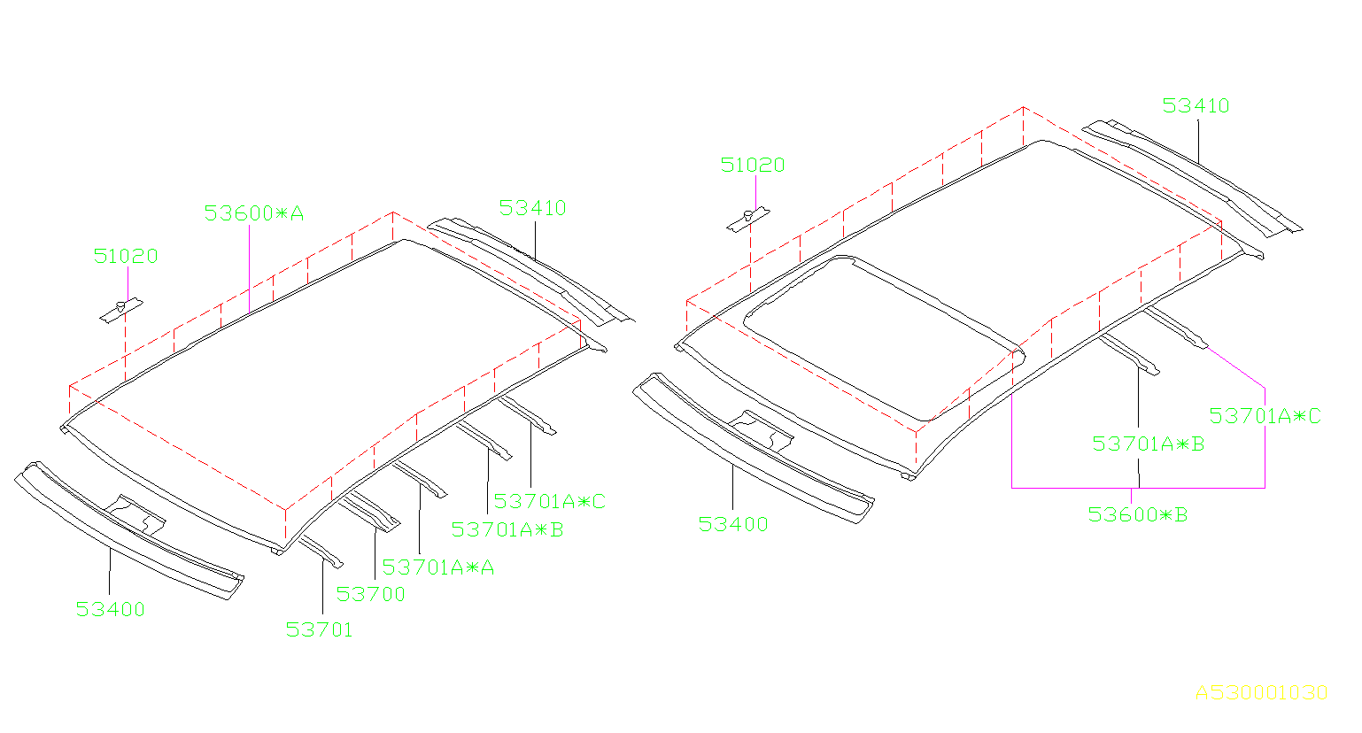 53601fa000 - Roof Panel - Genuine Subaru Part