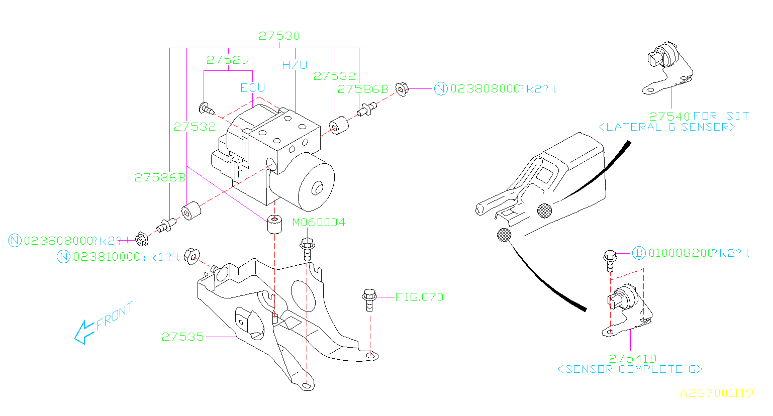 27540FA021 - G sensor assembly-abs. For abs. System, brake ... subaru abs diagram 