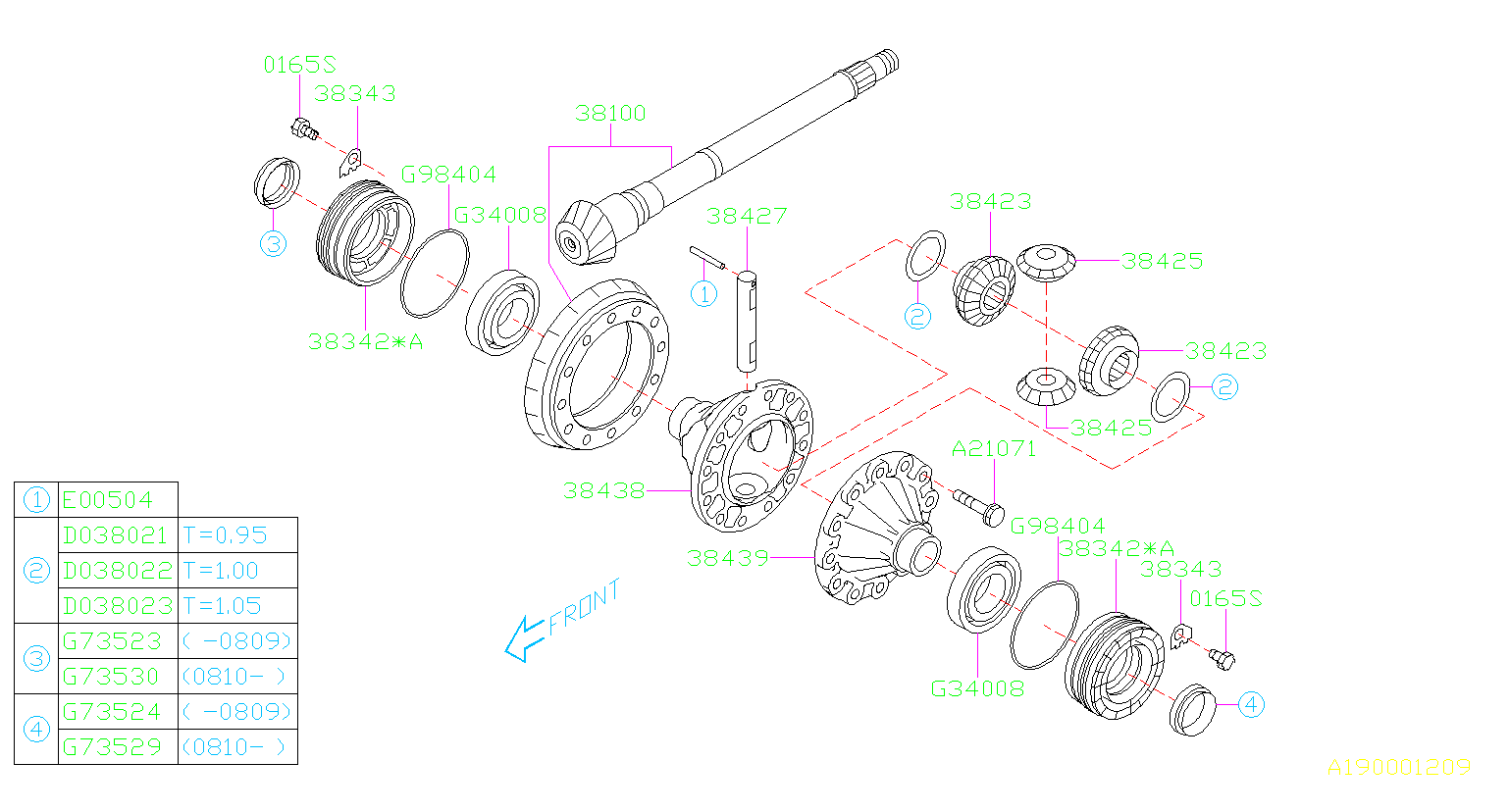 2011 Subaru Impreza Case Differential. (Right) -2X - 38438AA070 ...