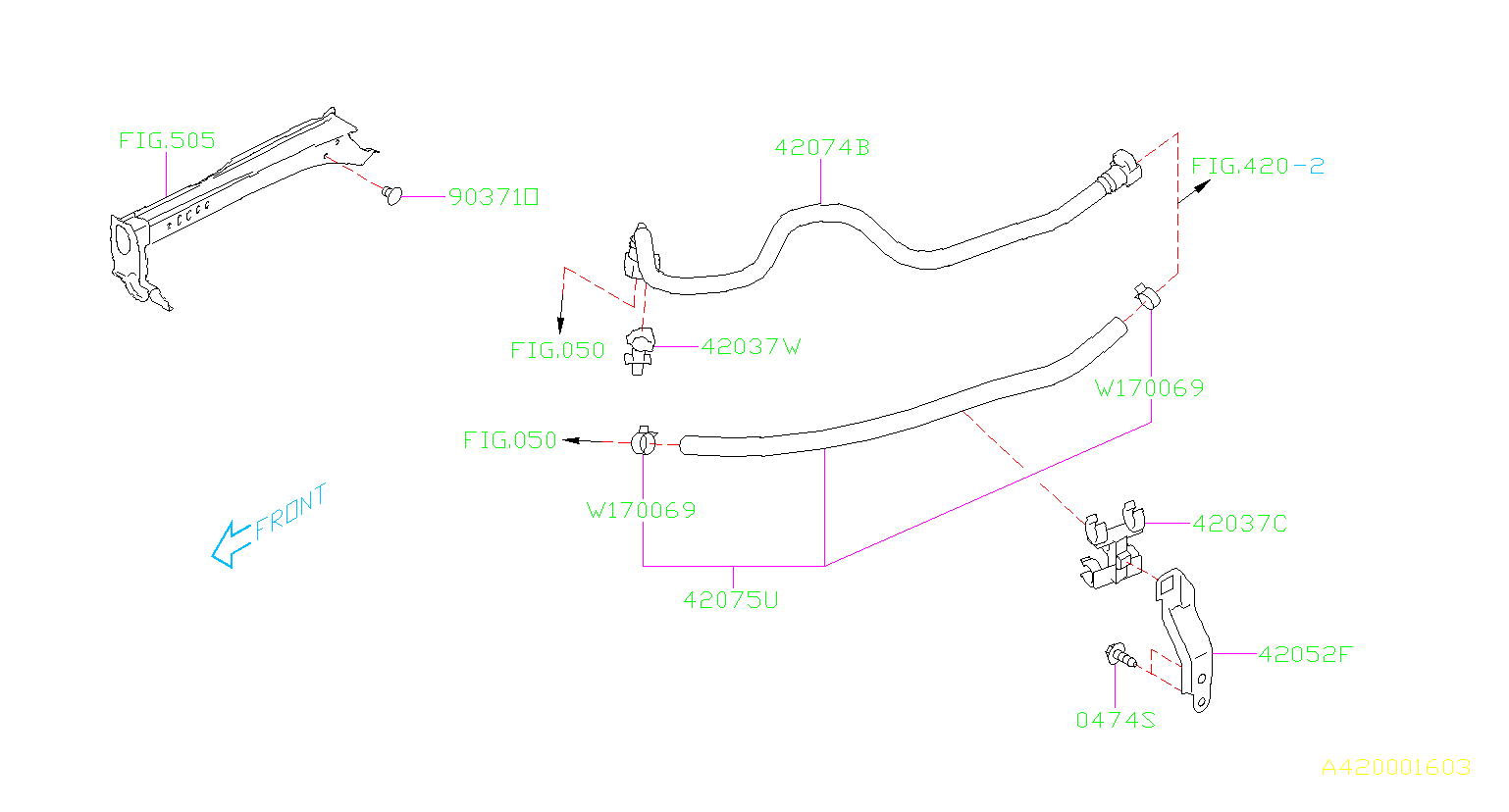 42074FJ460 - Tube Delivery Standard. PIPING, FUEL, FRONT, Engine