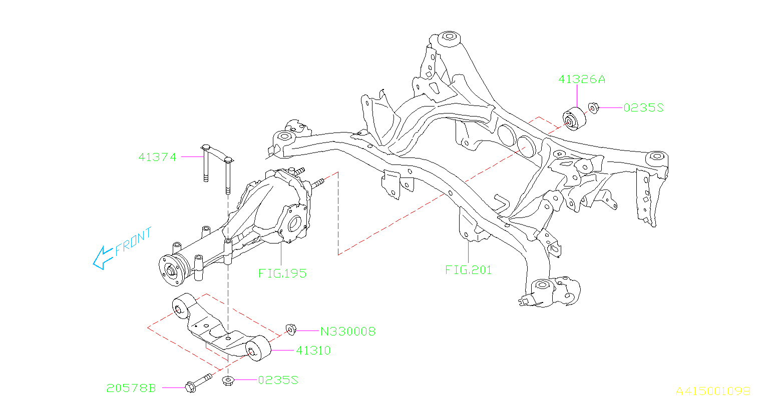 41322FJ010 - Suspension Crossmember Insulator. Bushing Differential