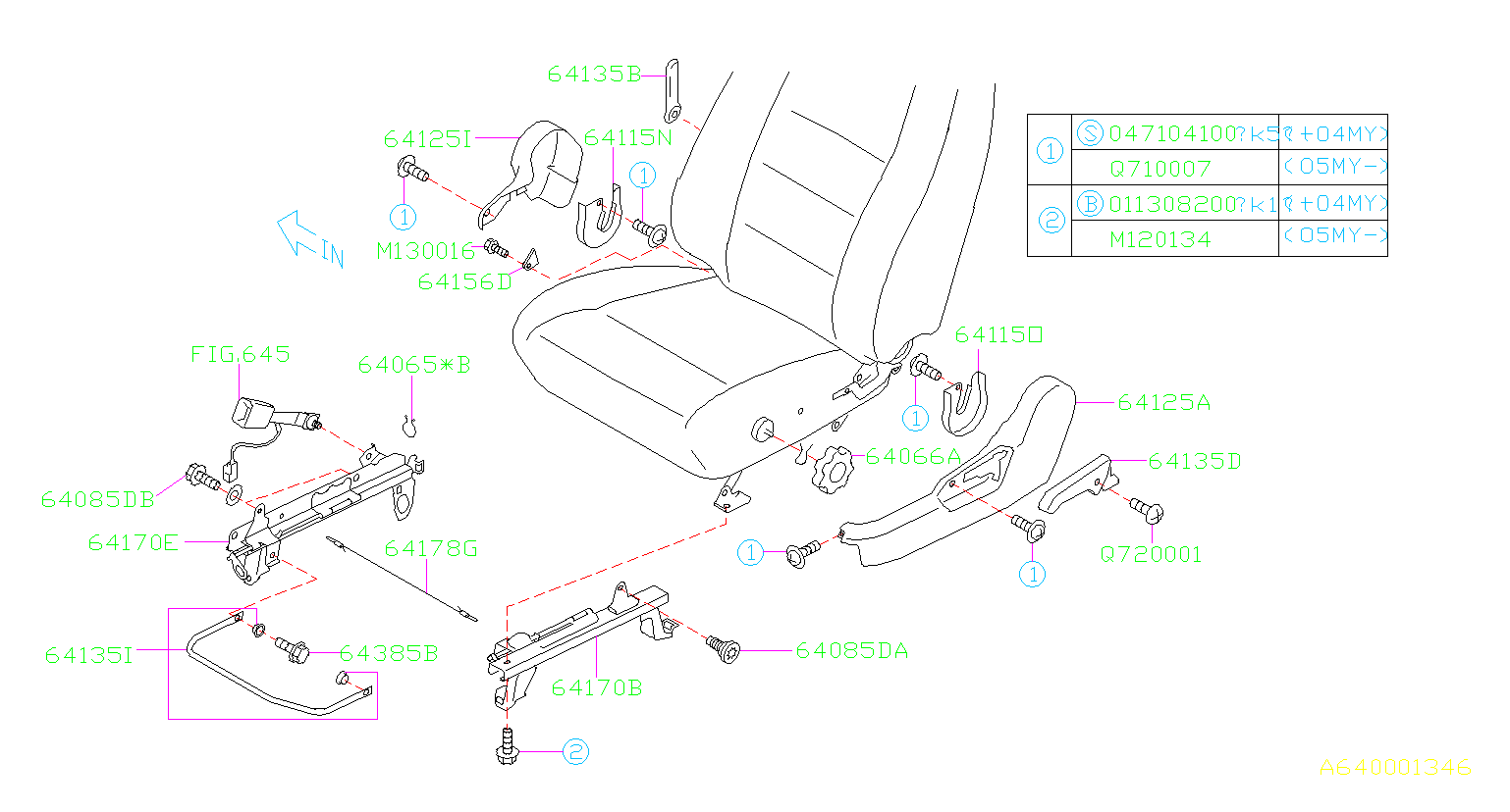 2004 subaru Forester Bolt. L=22. LH. RH - 901130016 - Genuine subaru Part