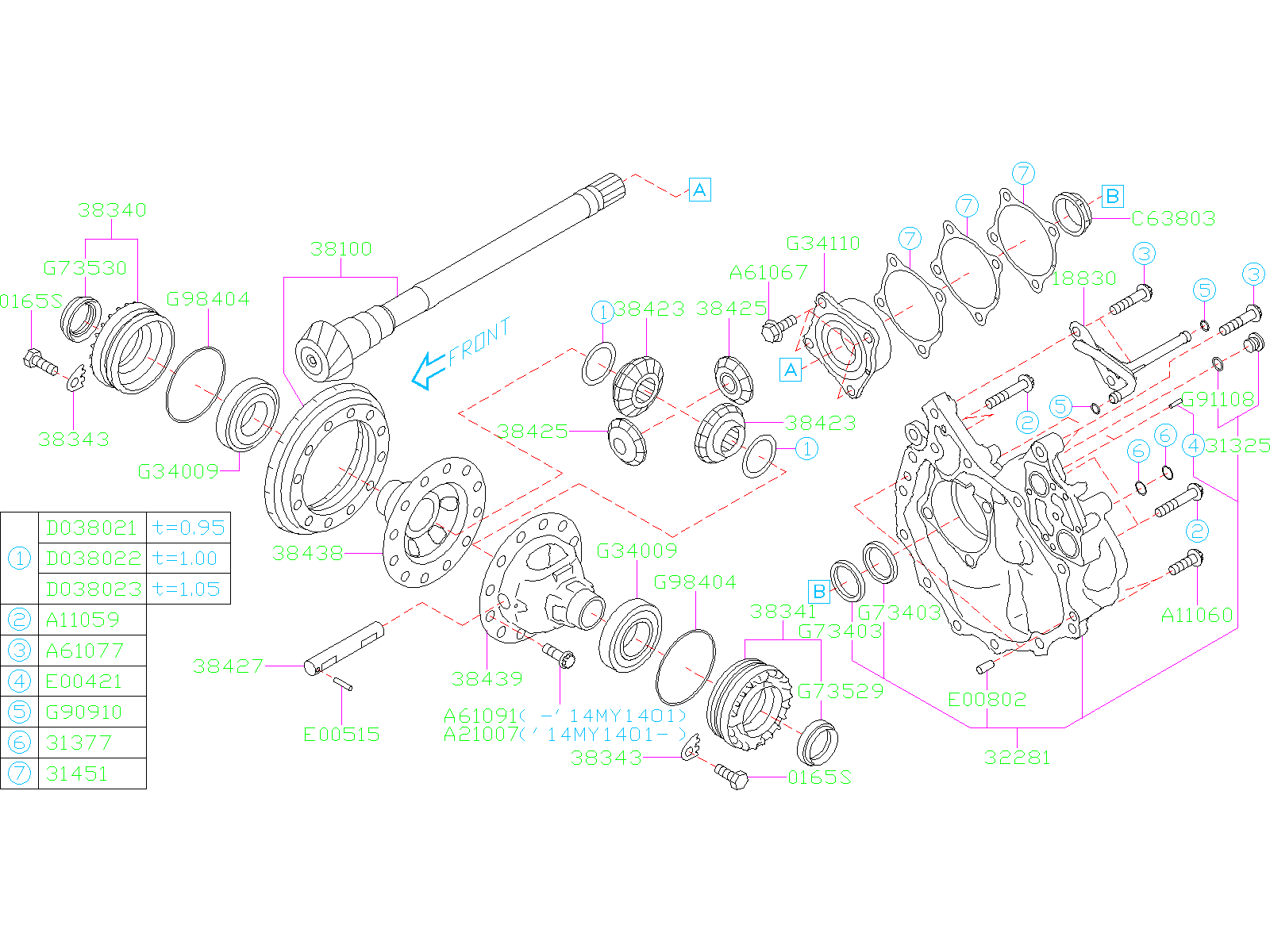 38100AC000 - Manual Transmission Differential - Genuine Subaru Part