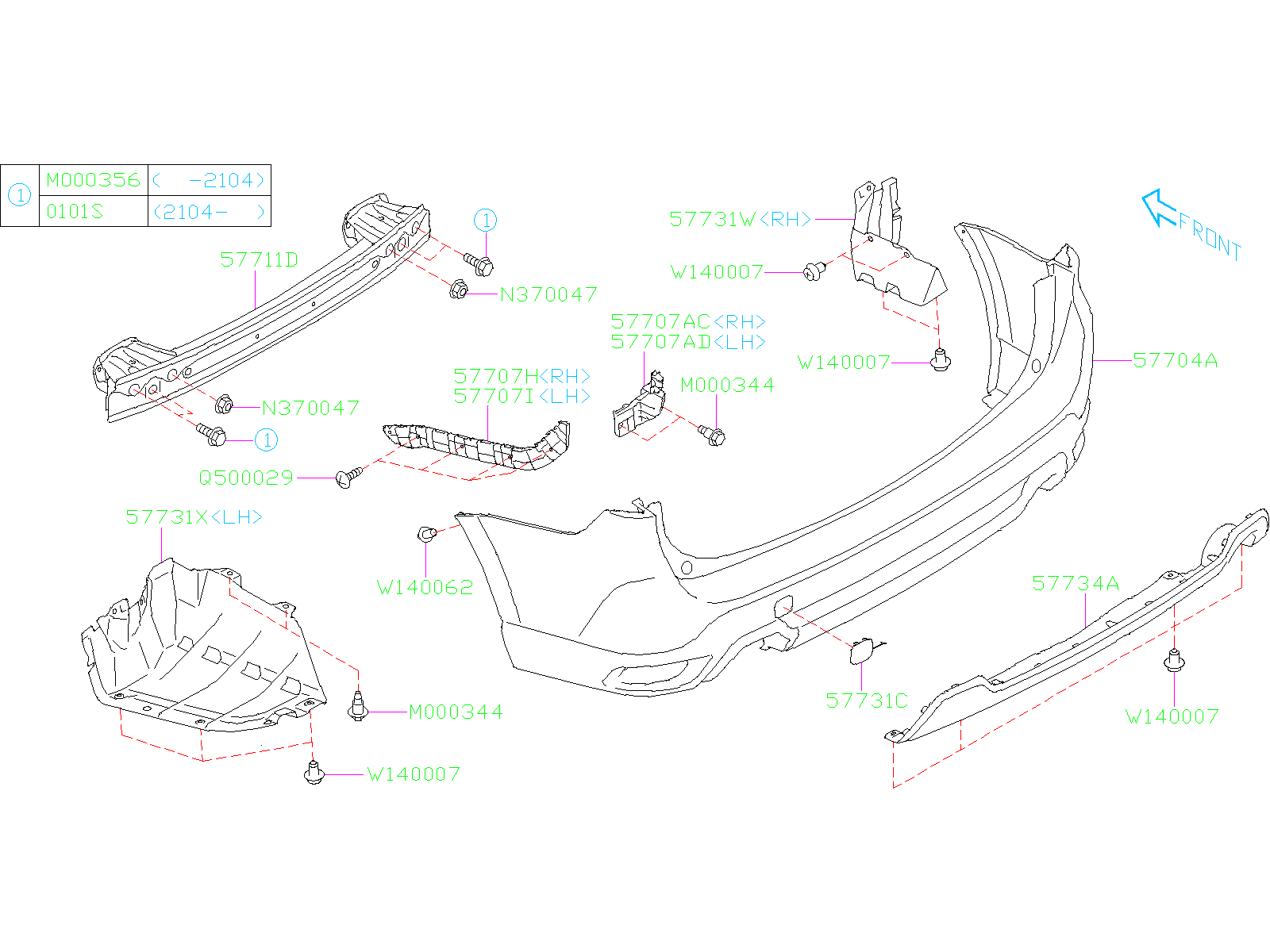 2020 Subaru Forester Bumper Cover (Rear) - 57704SJ301 - Genuine Subaru Part