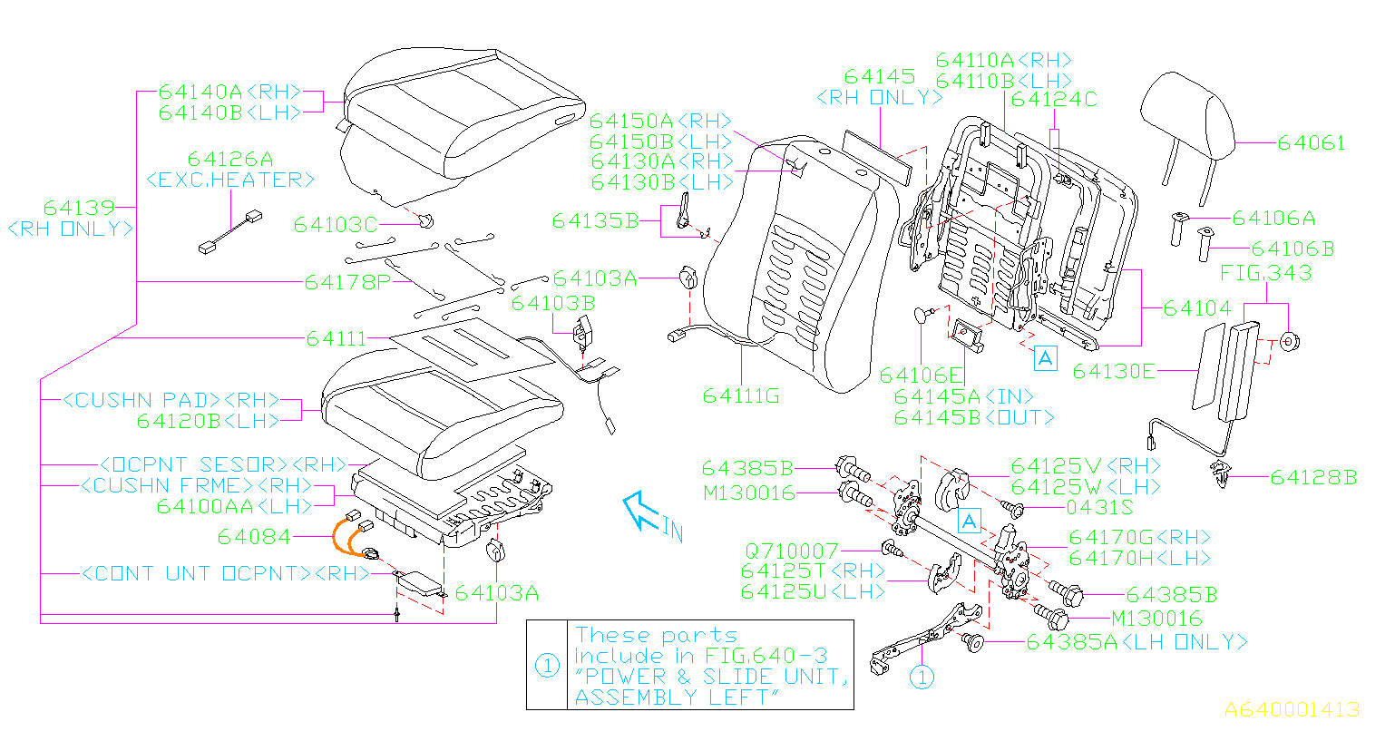 2006 Subaru Tribeca Power Seat Wiring Harness (Front) - 64126XA00A